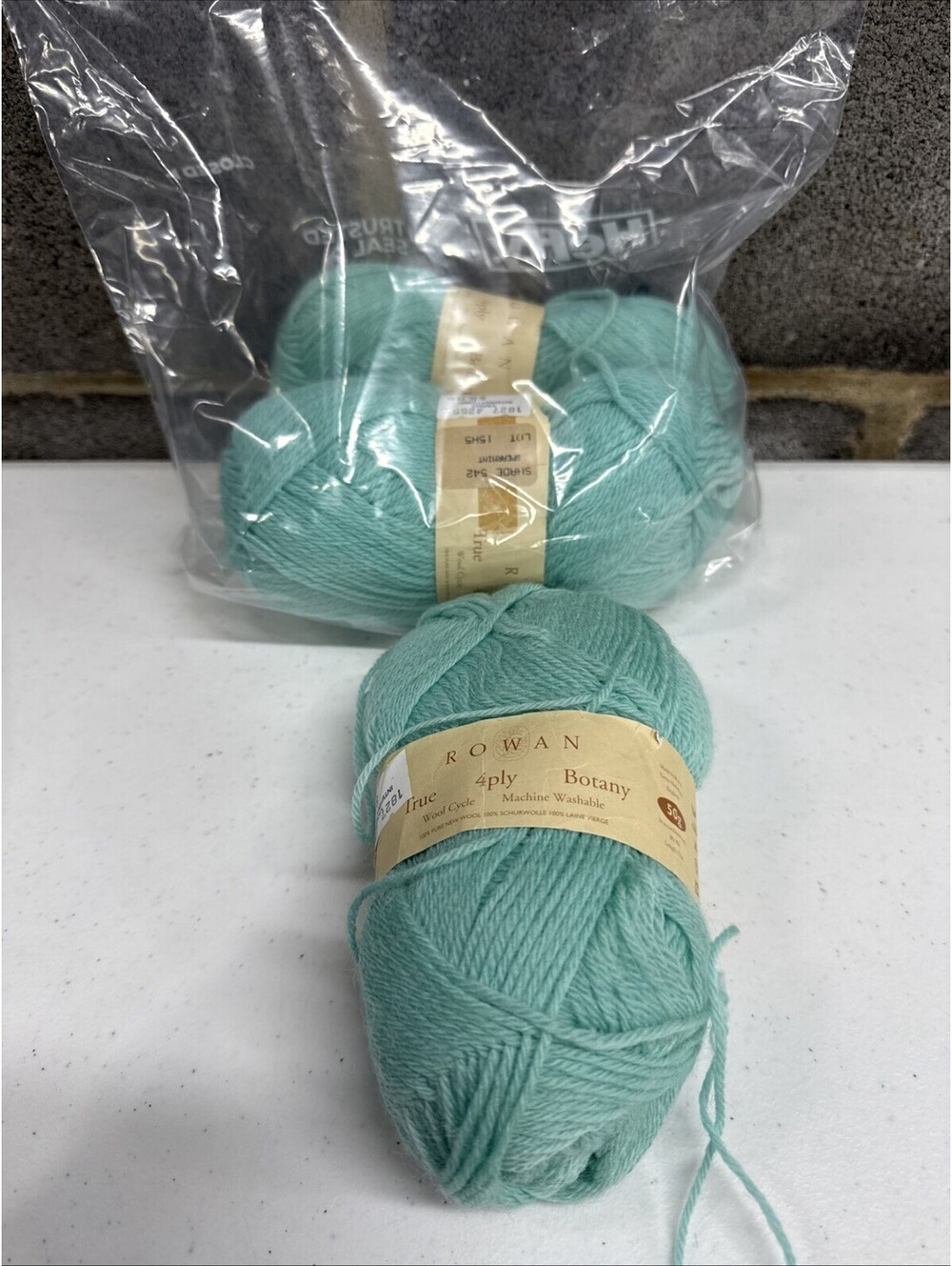 Rowan True 4-Ply Botany New Wool Yarn Shade Spearmint 3 Skein Lot